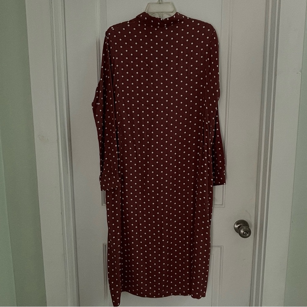 Sonnet James Long Brown Polka Dot Long Sleeve Dress - Picture 3 of 11